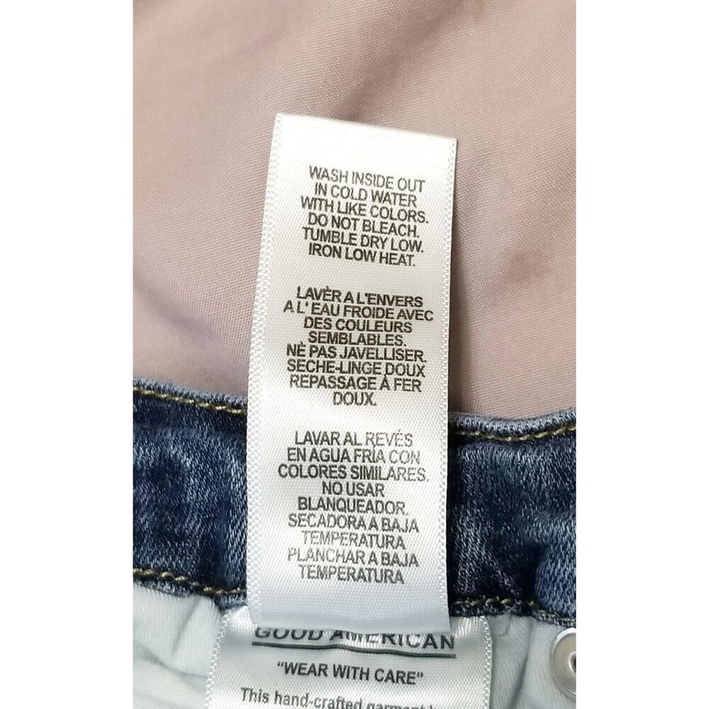 GOOD AMERICAN Good Legs Crop Jeans Sz 4 27 Medium Blue Wash Denim Distressed - Picture 10 of 10